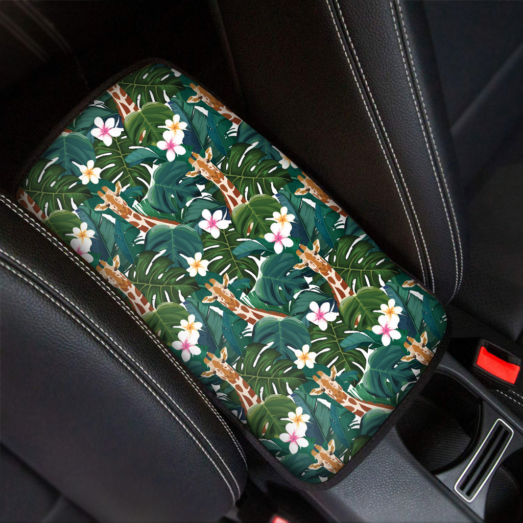 Tropical Giraffe Pattern Print Car Center Console Cover