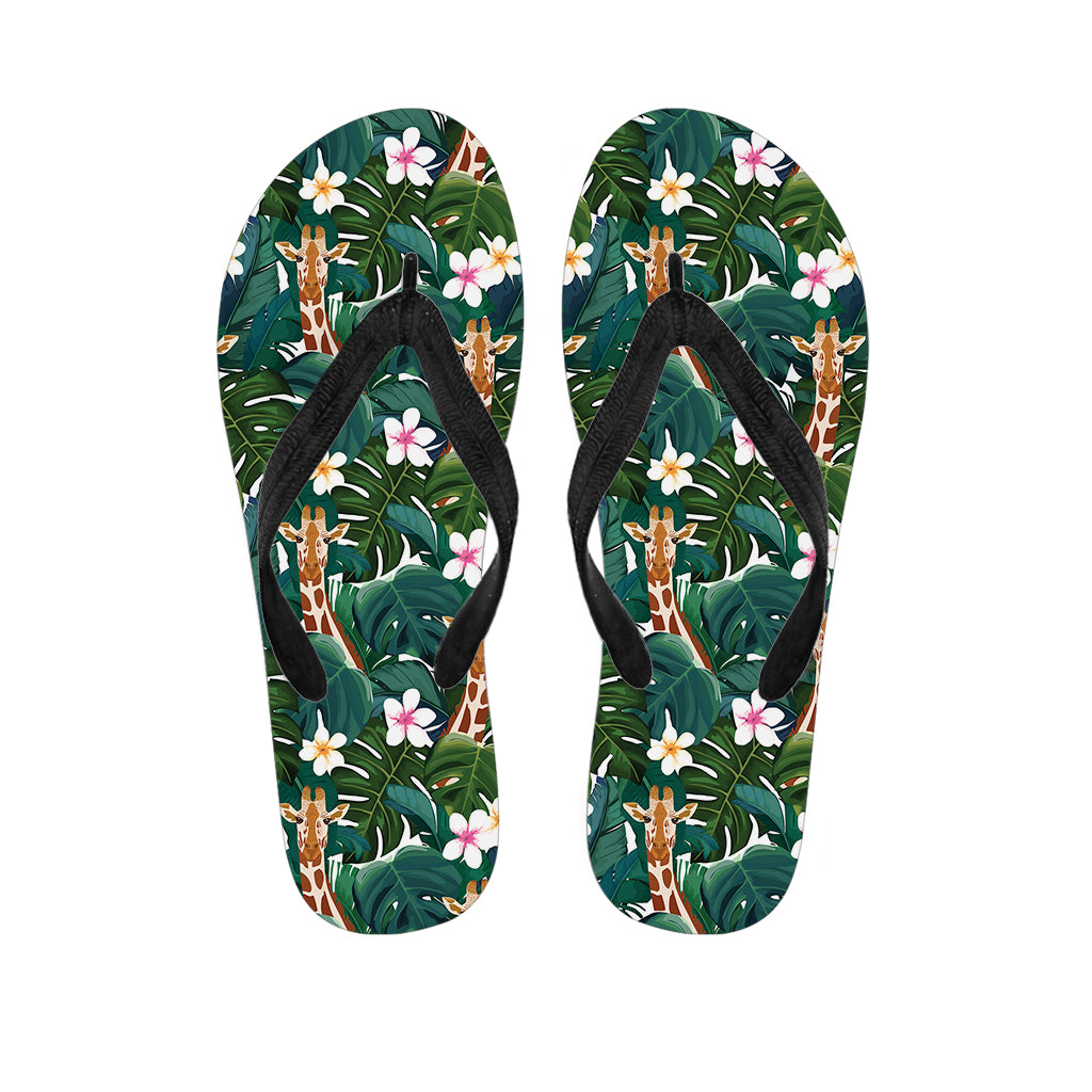 Tropical Giraffe Pattern Print Flip Flops