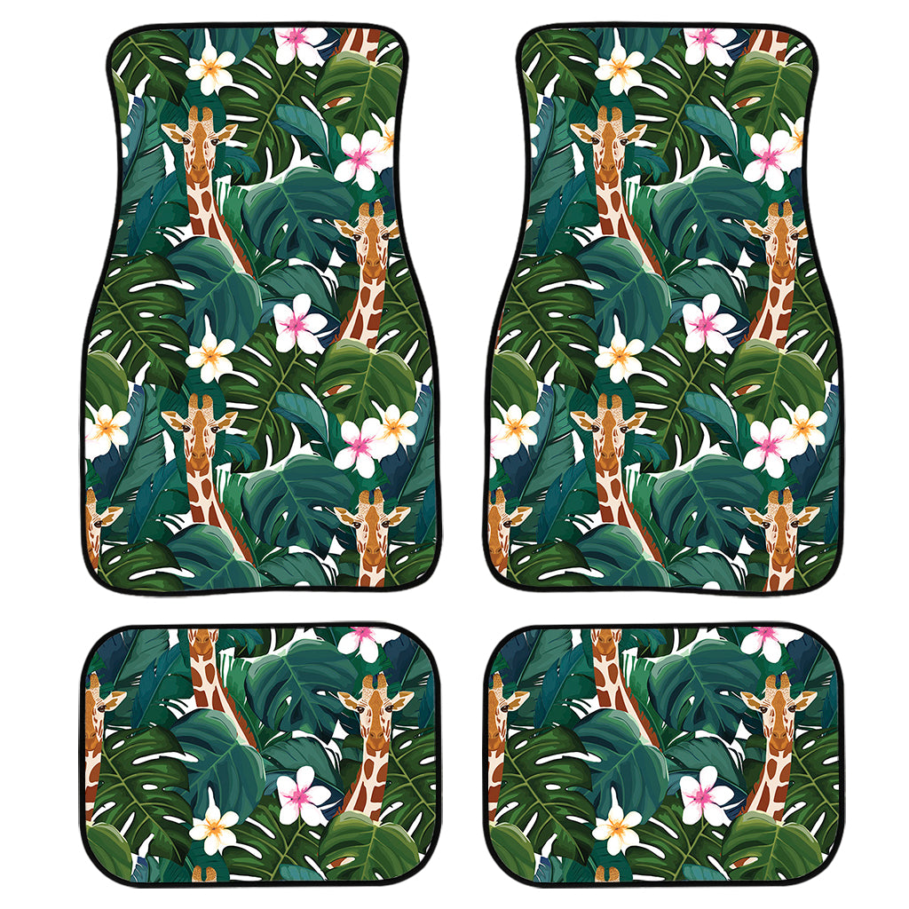 Tropical Giraffe Pattern Print Front and Back Car Floor Mats