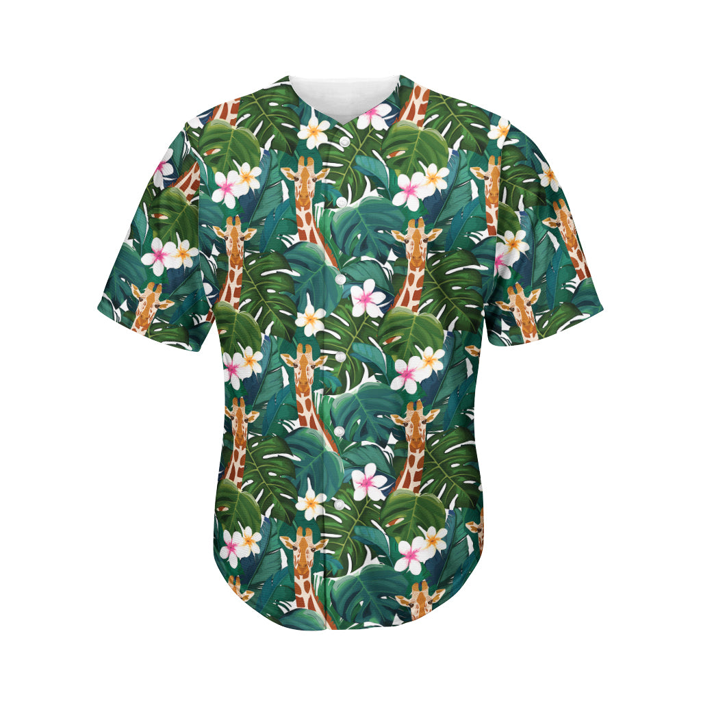 Tropical Giraffe Pattern Print Men's Baseball Jersey