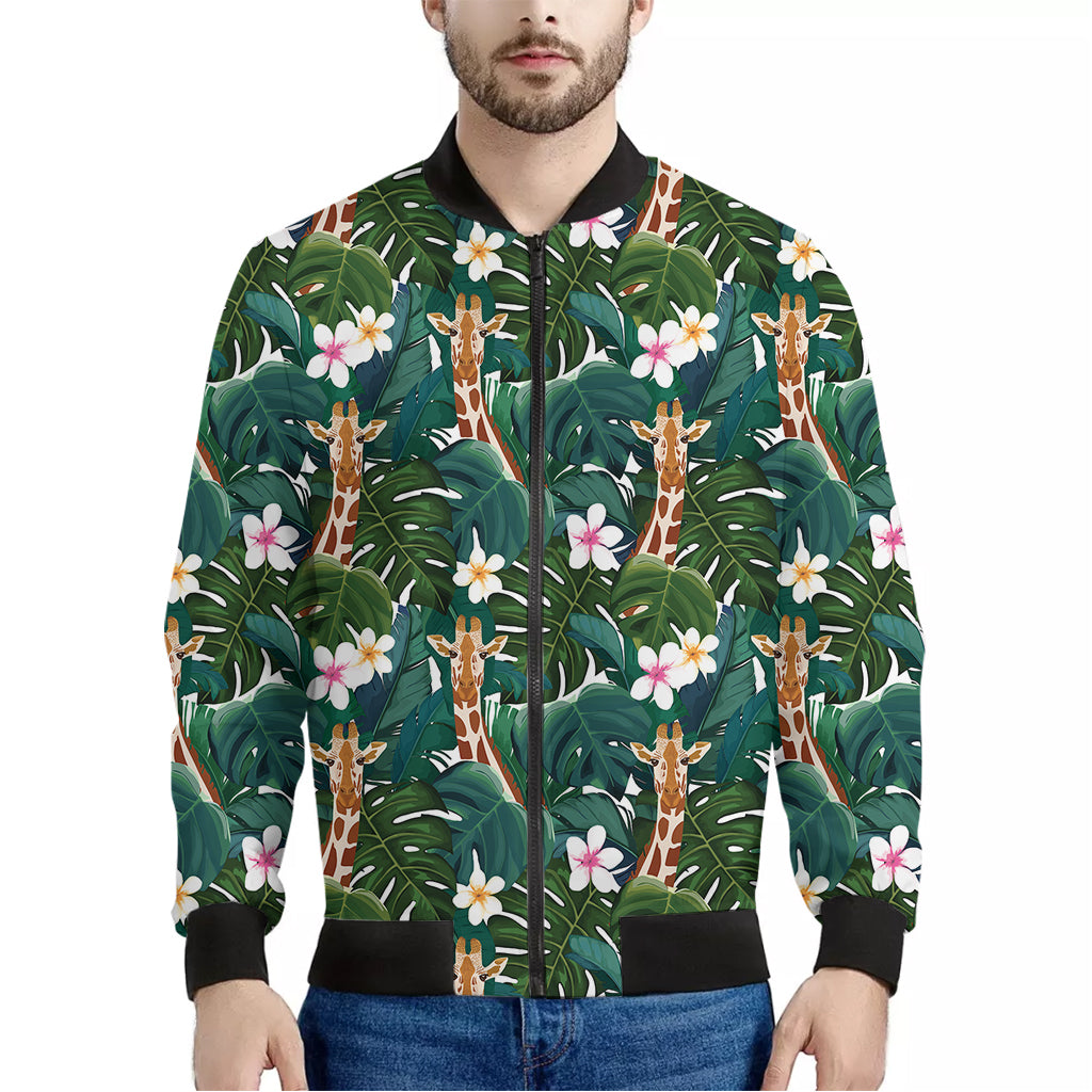 Tropical Giraffe Pattern Print Men's Bomber Jacket