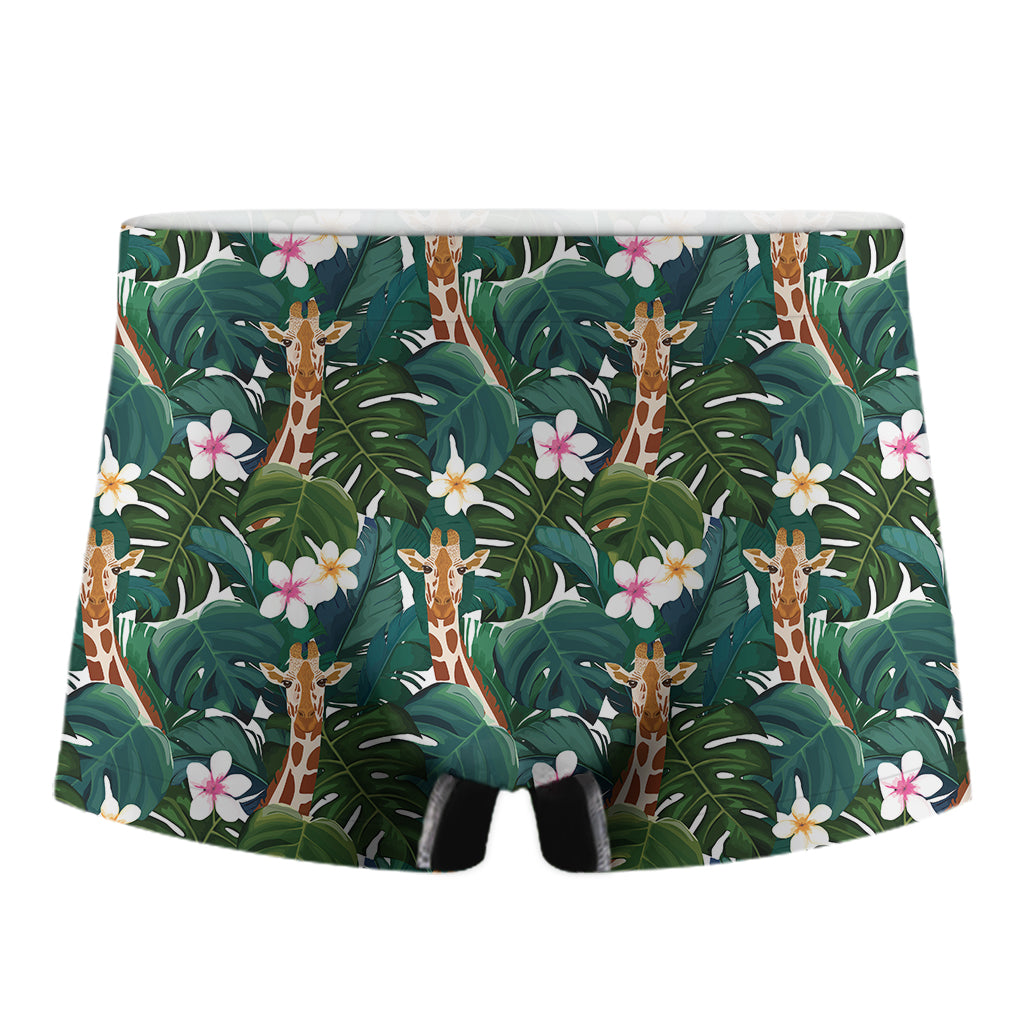 Tropical Giraffe Pattern Print Men's Boxer Briefs