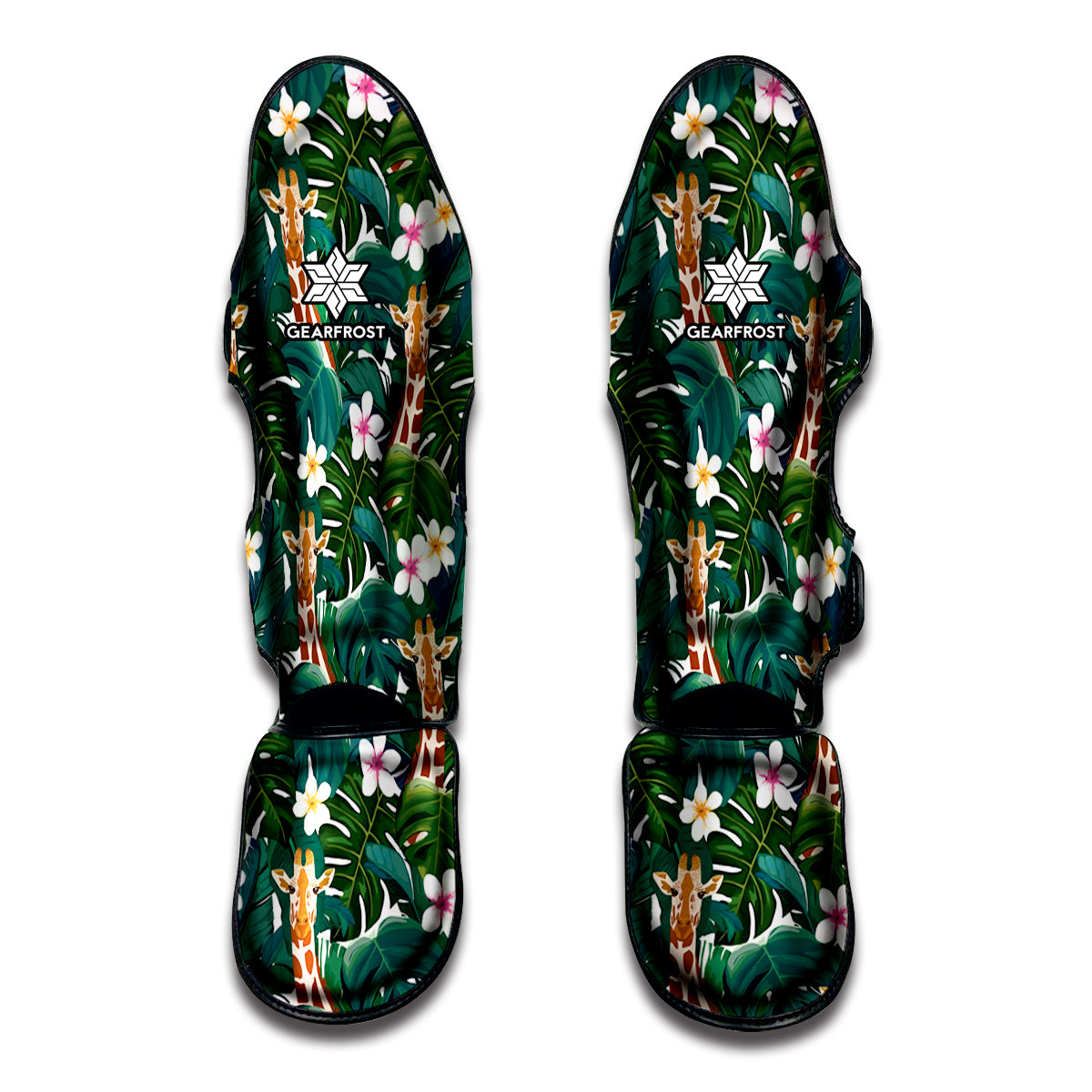 Tropical Giraffe Pattern Print Muay Thai Shin Guards