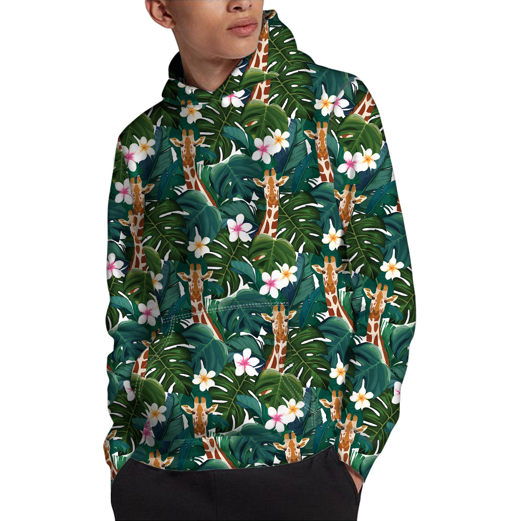 Tropical Giraffe Pattern Print Pullover Hoodie