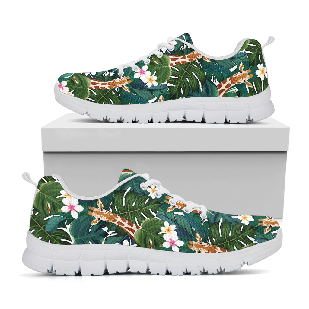 Tropical Giraffe Pattern Print White Sneakers