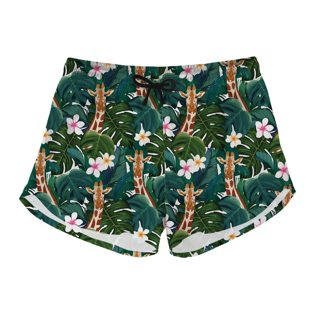 Tropical Giraffe Pattern Print Women's Shorts