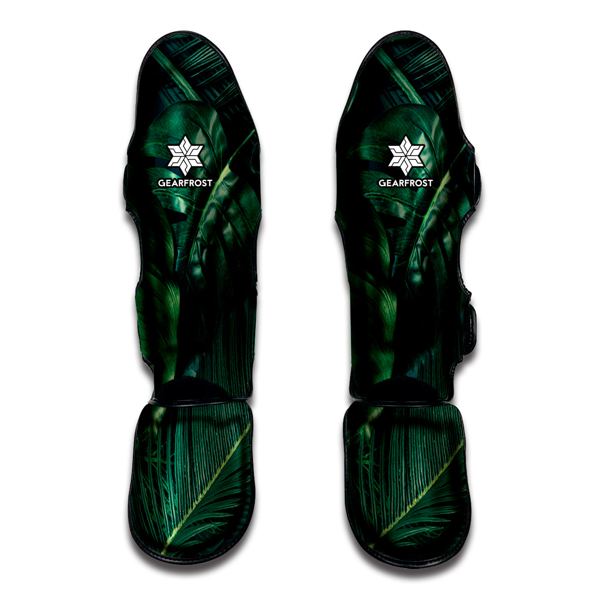 Tropical Green Leaves Print Muay Thai Shin Guards