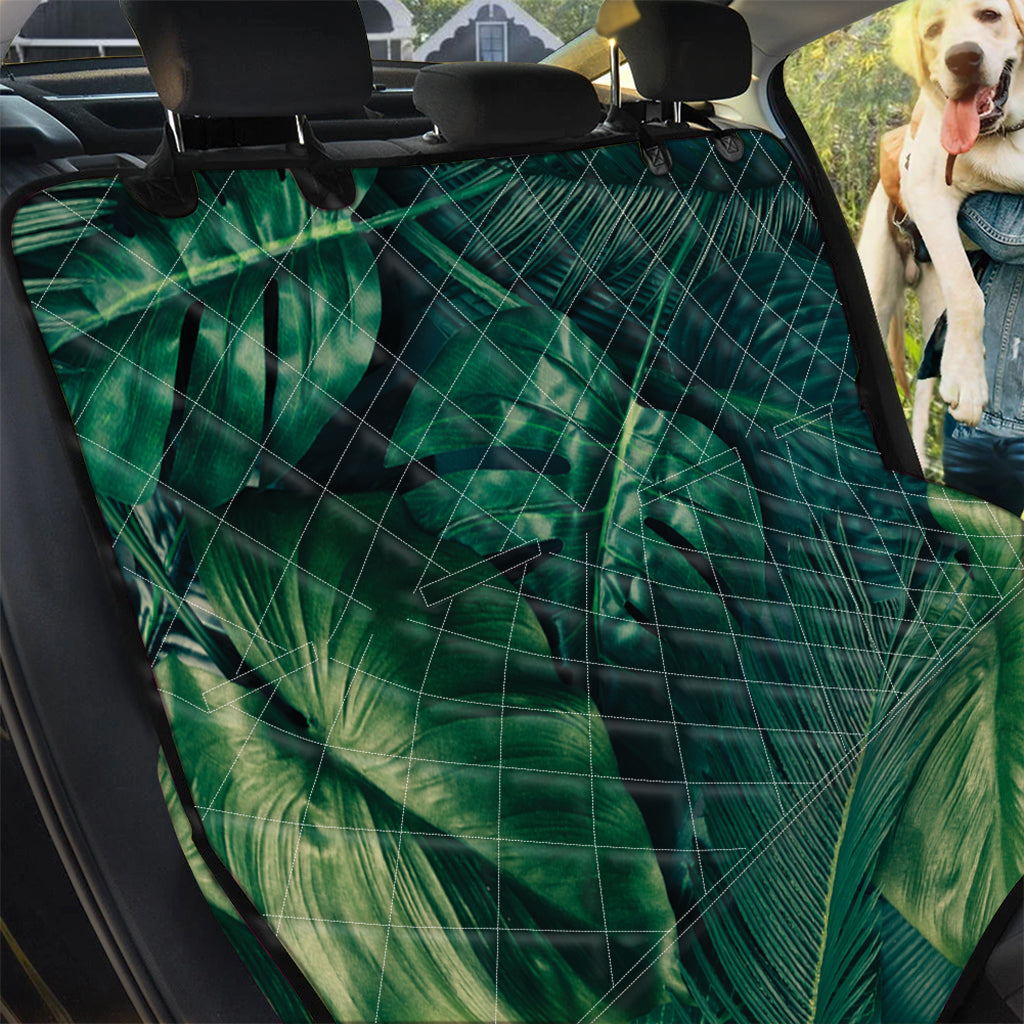 Tropical Green Leaves Print Pet Car Back Seat Cover