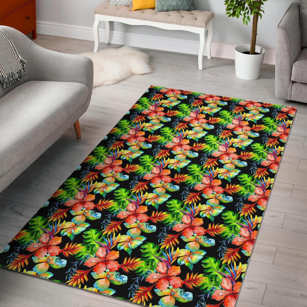 Tropical Hawaii Flowers Pattern Print Area Rug