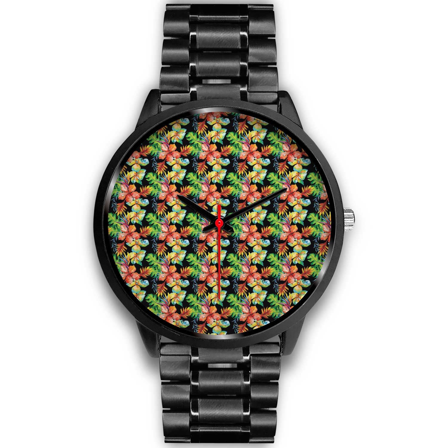 Tropical Hawaii Flowers Pattern Print Black Watch