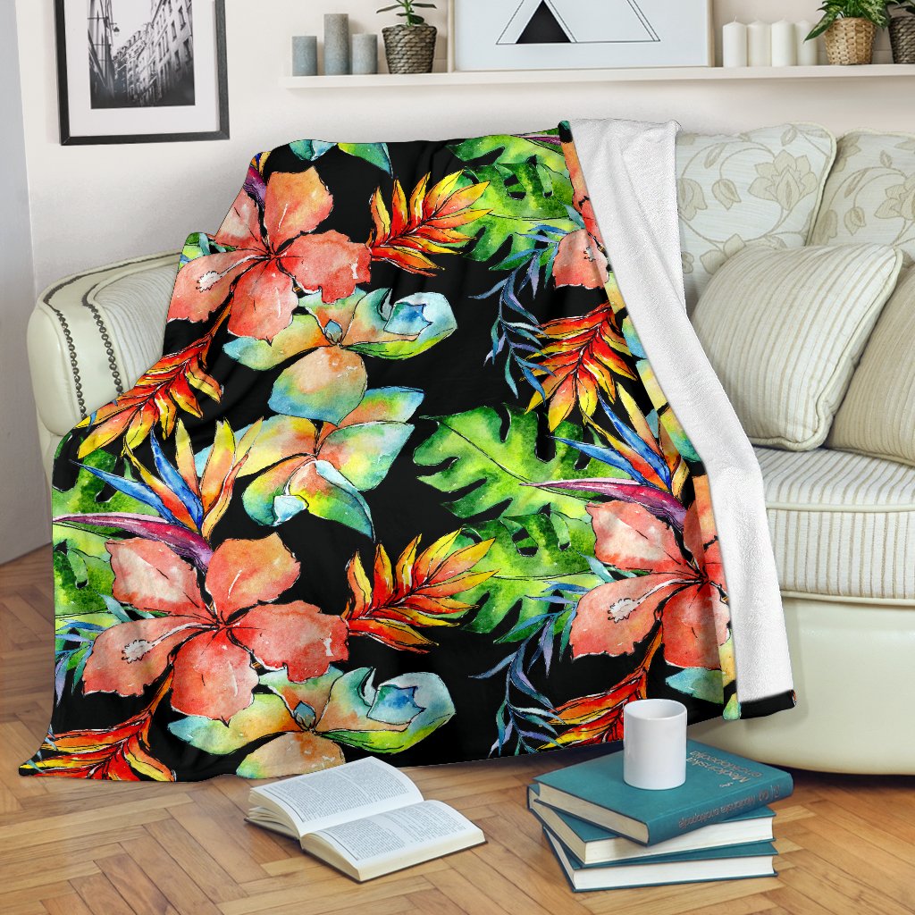 Tropical Hawaii Flowers Pattern Print Blanket