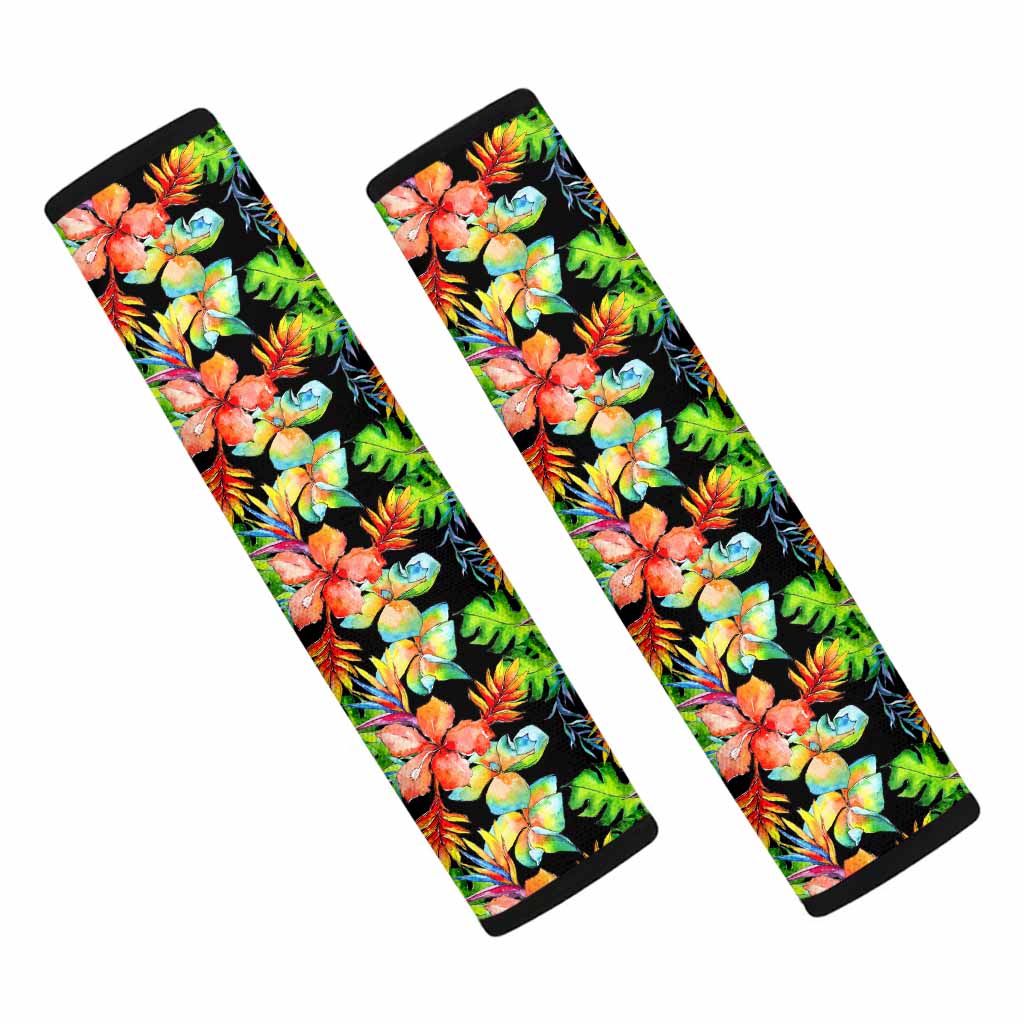 Tropical Hawaii Flowers Pattern Print Car Seat Belt Covers