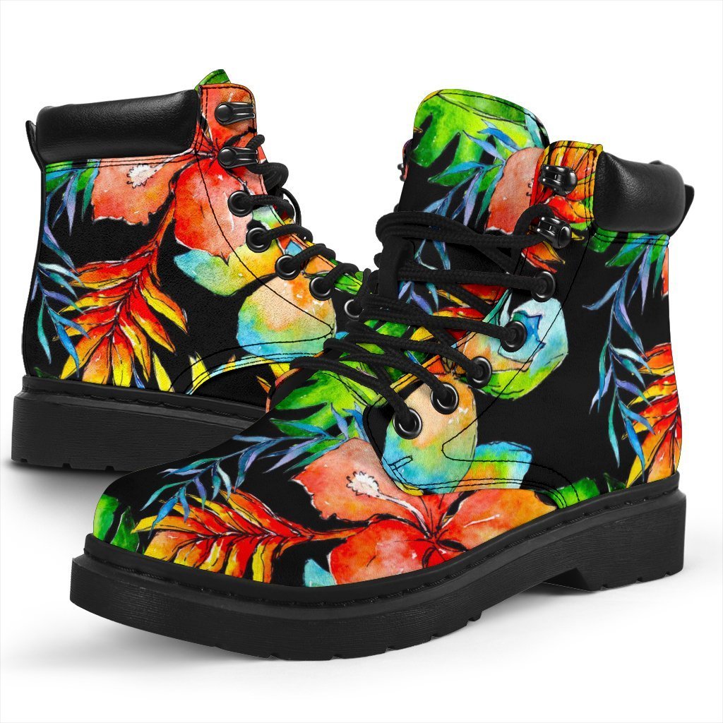 Tropical Hawaii Flowers Pattern Print Classic Boots