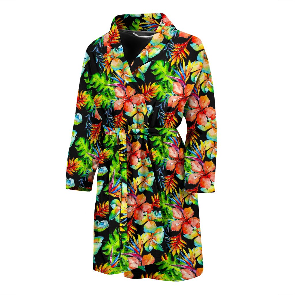 Tropical Hawaii Flowers Pattern Print Men's Bathrobe