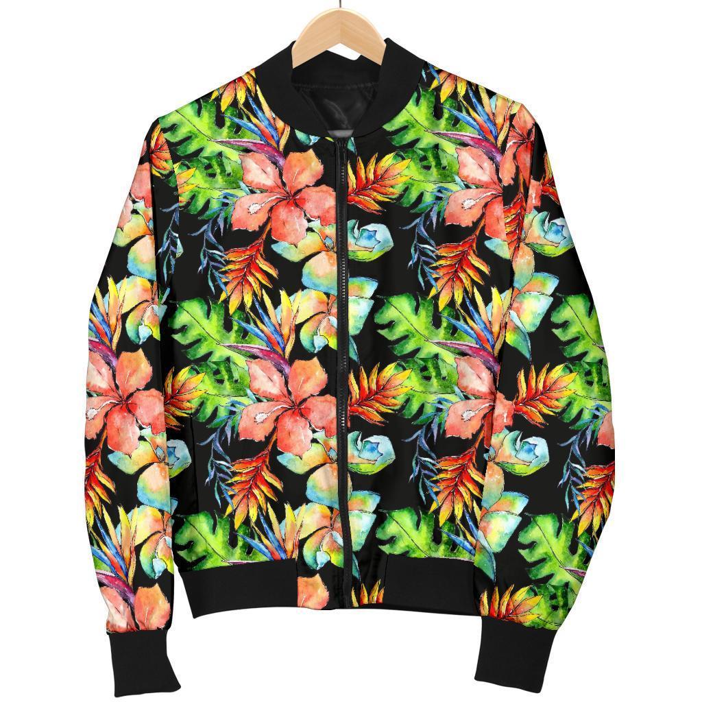 Tropical Hawaii Flowers Pattern Print Men's Bomber Jacket