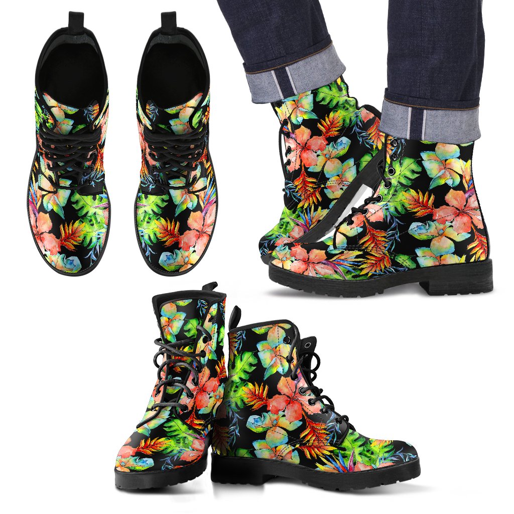 Tropical Hawaii Flowers Pattern Print Men's Boots