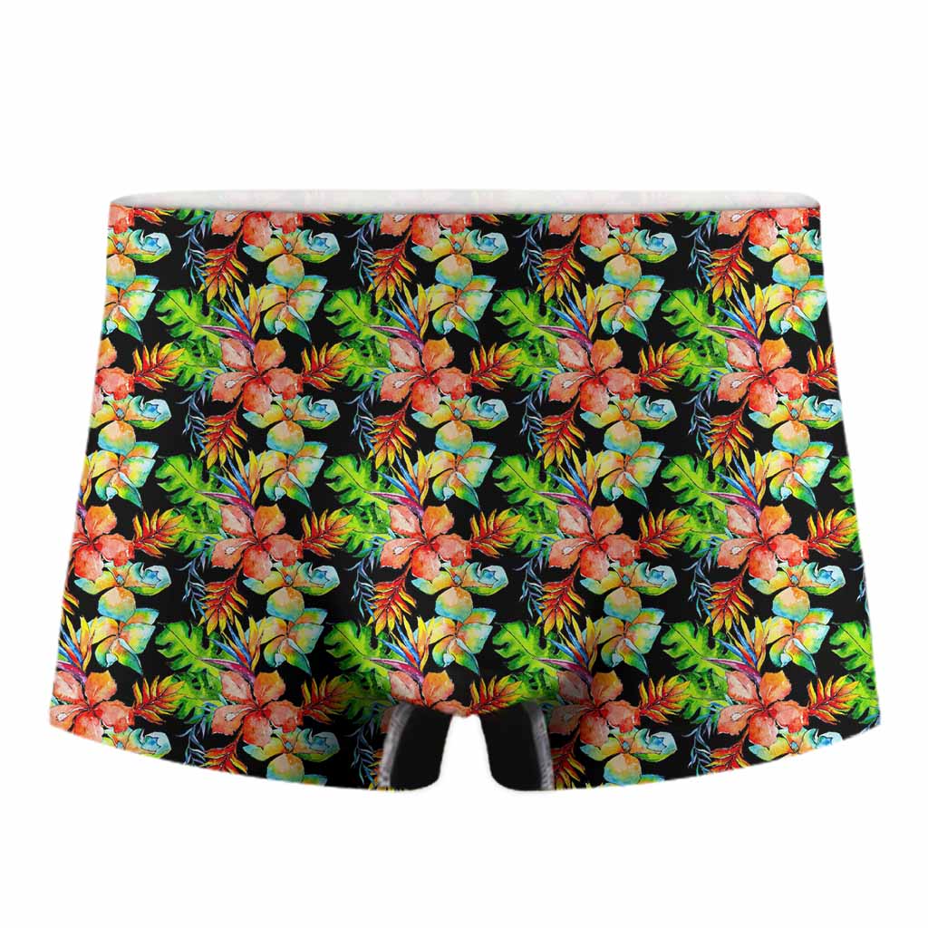 Tropical Hawaii Flowers Pattern Print Men's Boxer Briefs