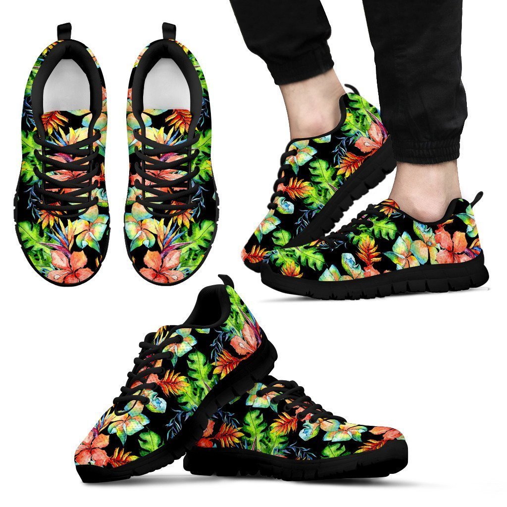 Tropical Hawaii Flowers Pattern Print Men's Sneakers