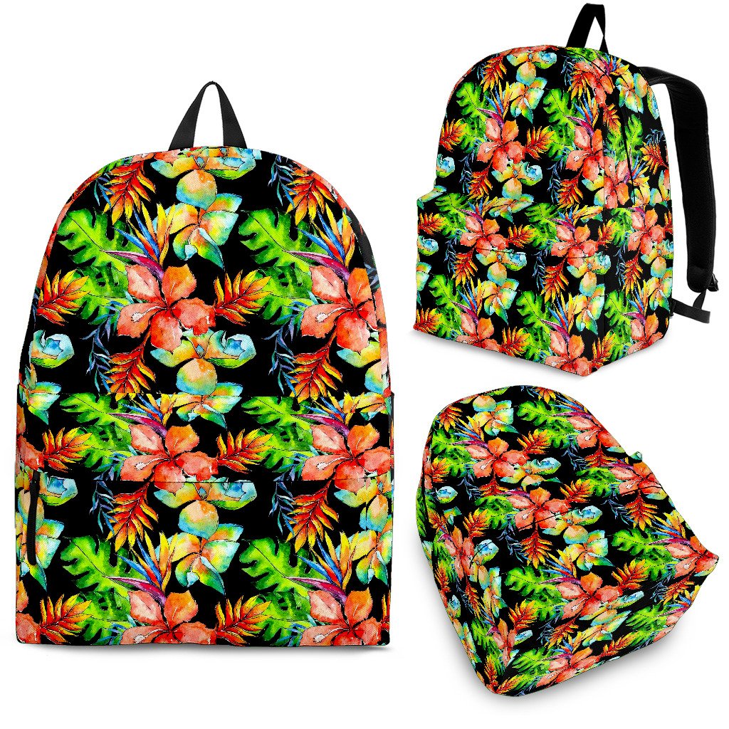 Tropical Hawaii Flowers Pattern Print School Backpack