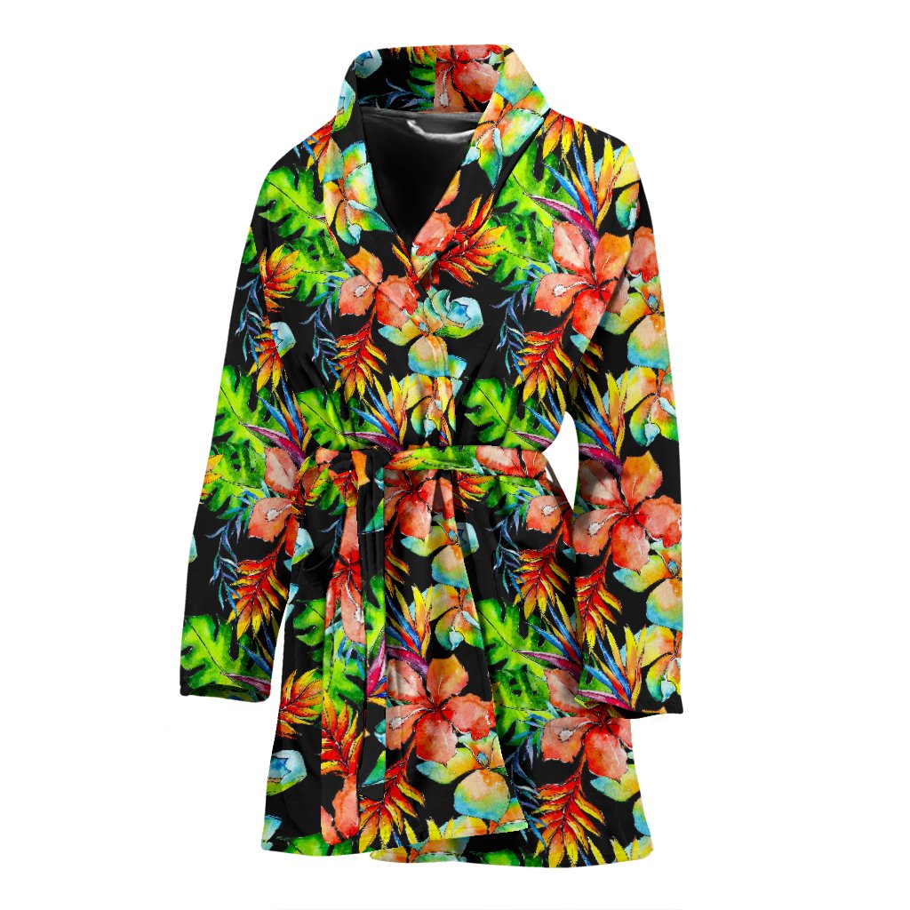 Tropical Hawaii Flowers Pattern Print Women's Bathrobe