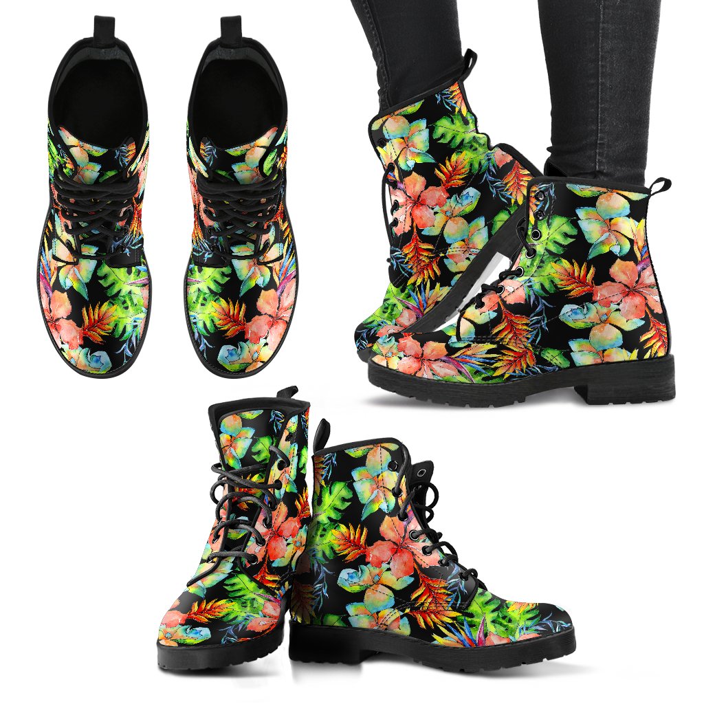 Tropical Hawaii Flowers Pattern Print Women's Boots