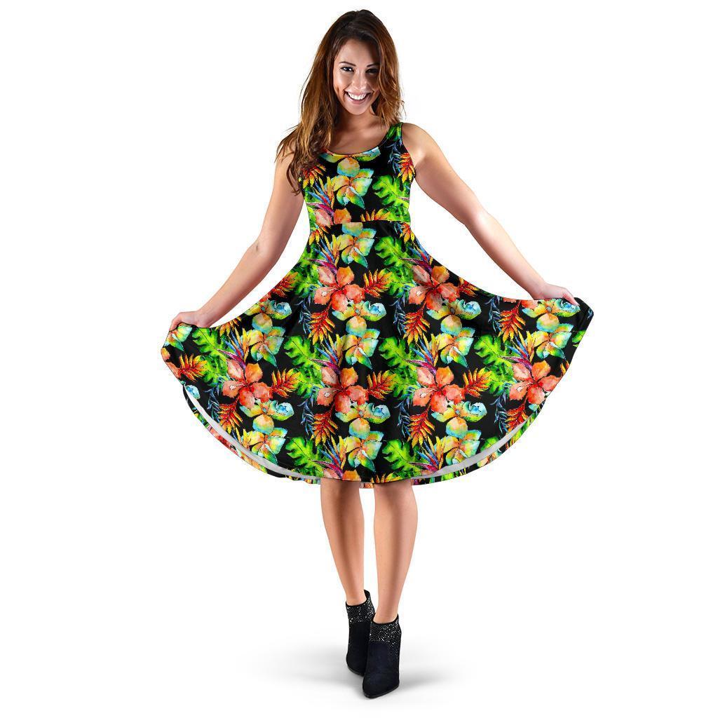 Tropical Hawaii Flowers Pattern Print Women's Dress