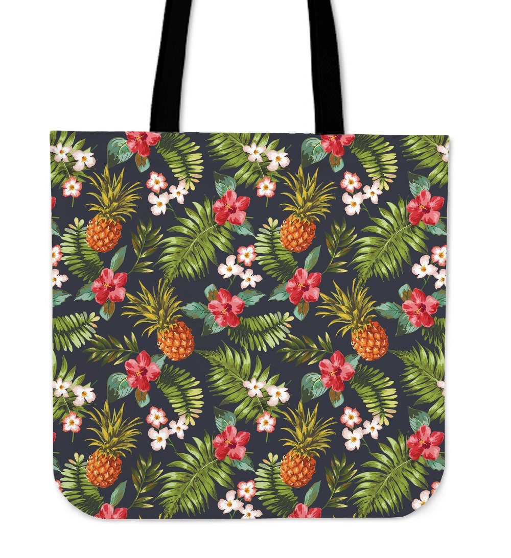 Tropical Hawaii Pineapple Pattern Print Canvas Tote Bag