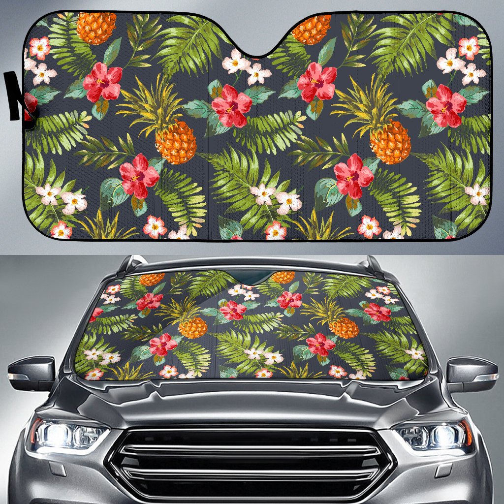 Tropical Hawaii Pineapple Pattern Print Car Sun Shade