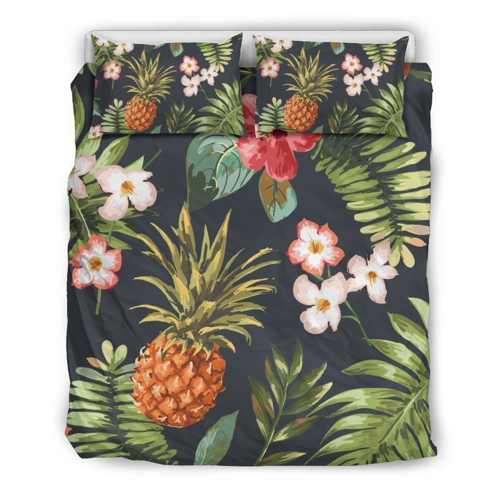 Tropical Hawaii Pineapple Pattern Print Duvet Cover Bedding Set