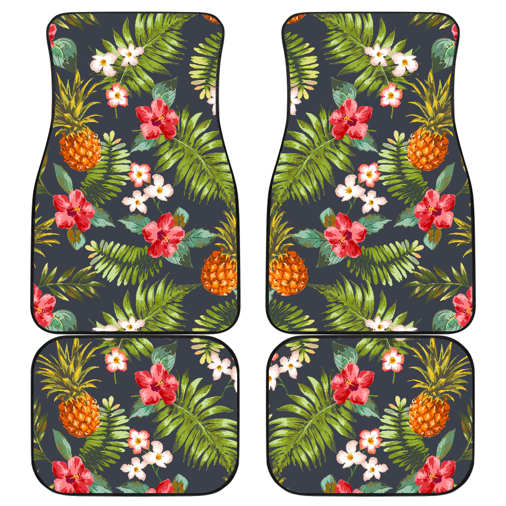 Tropical Hawaii Pineapple Pattern Print Front and Back Car Floor Mats