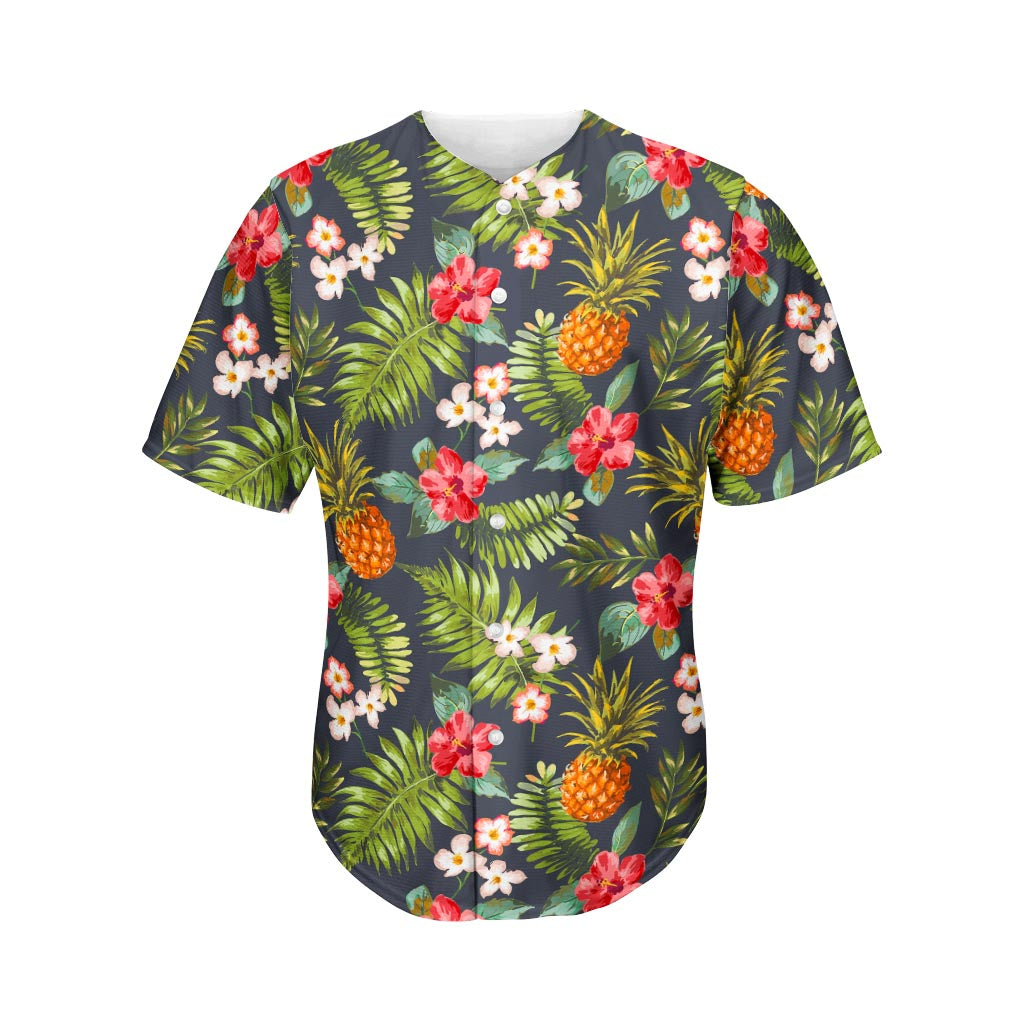 Tropical Hawaii Pineapple Pattern Print Men's Baseball Jersey