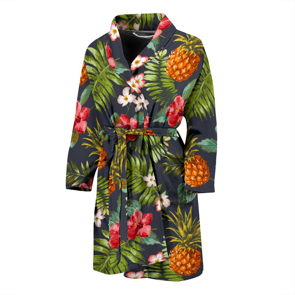 Tropical Hawaii Pineapple Pattern Print Men's Bathrobe