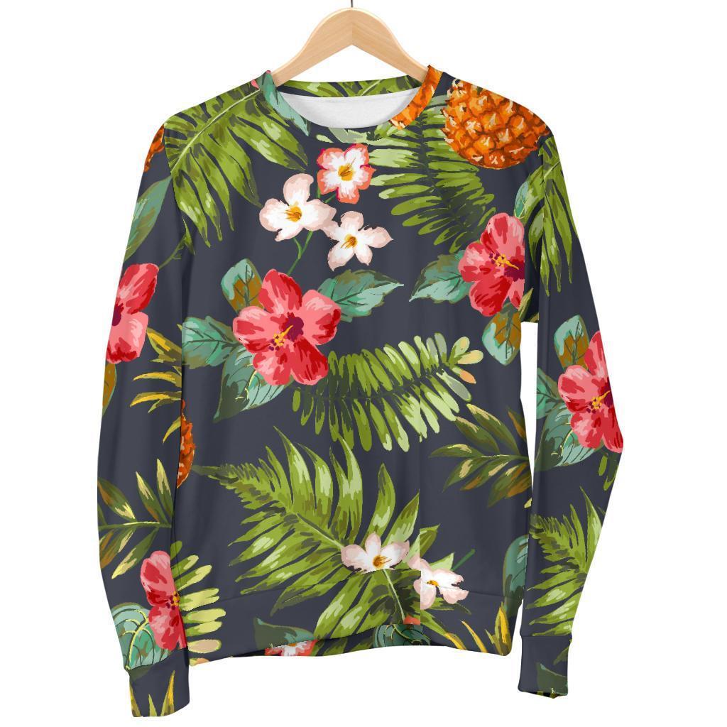 Tropical Hawaii Pineapple Pattern Print Men's Crewneck Sweatshirt