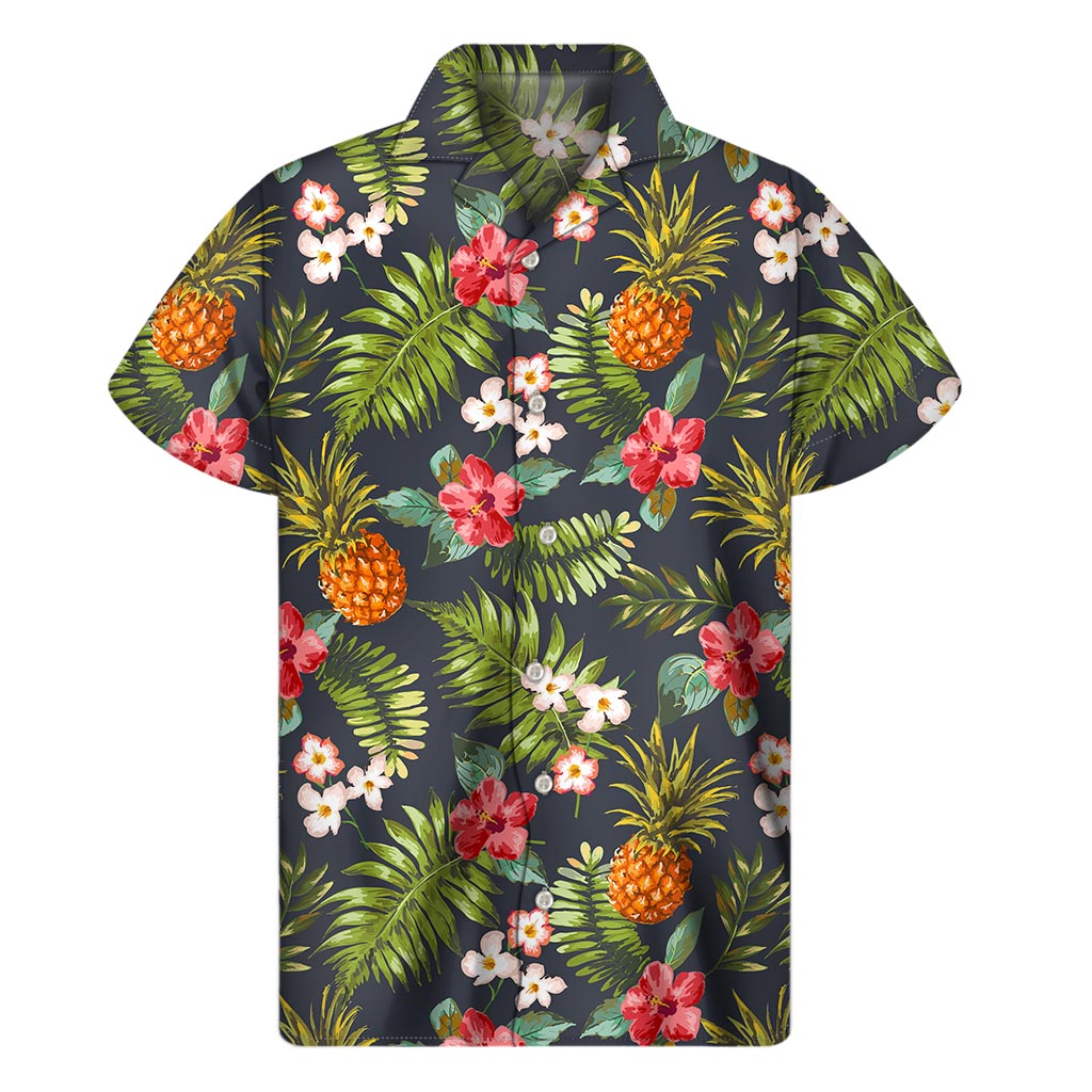 Tropical Hawaii Pineapple Pattern Print Men's Short Sleeve Shirt