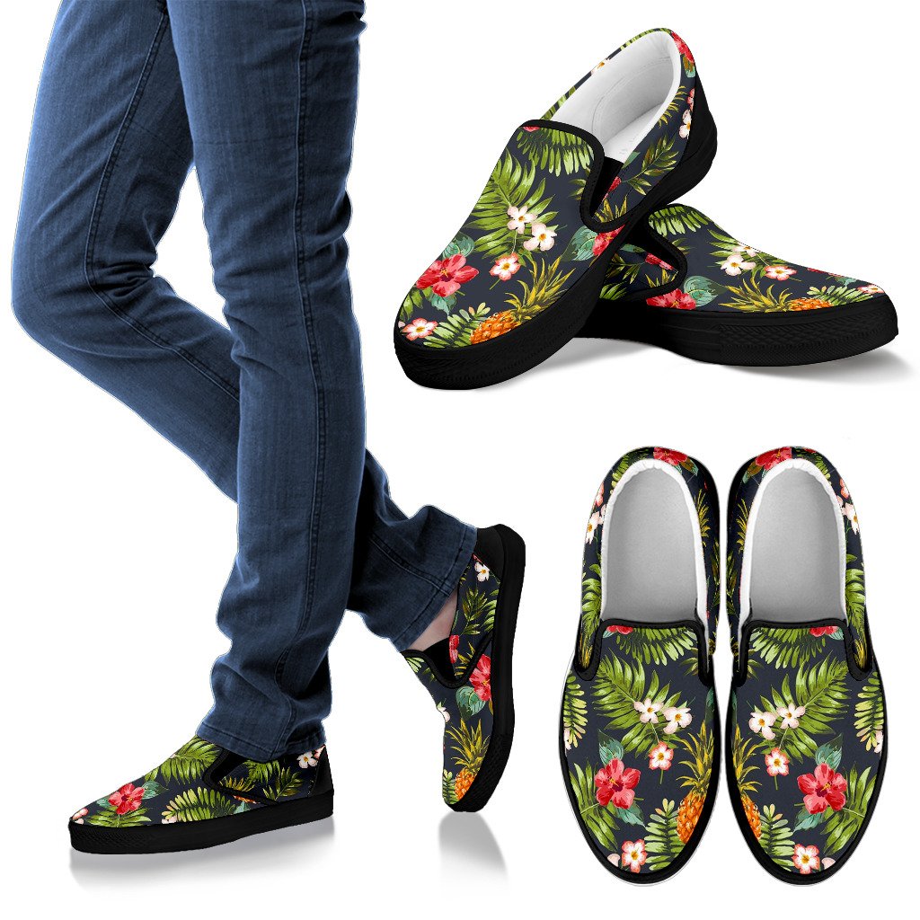 Tropical Hawaii Pineapple Pattern Print Men's Slip On Shoes