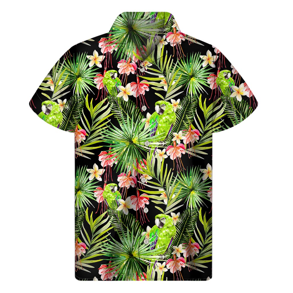 Tropical Hawaiian Parrot Pattern Print Men's Short Sleeve Shirt