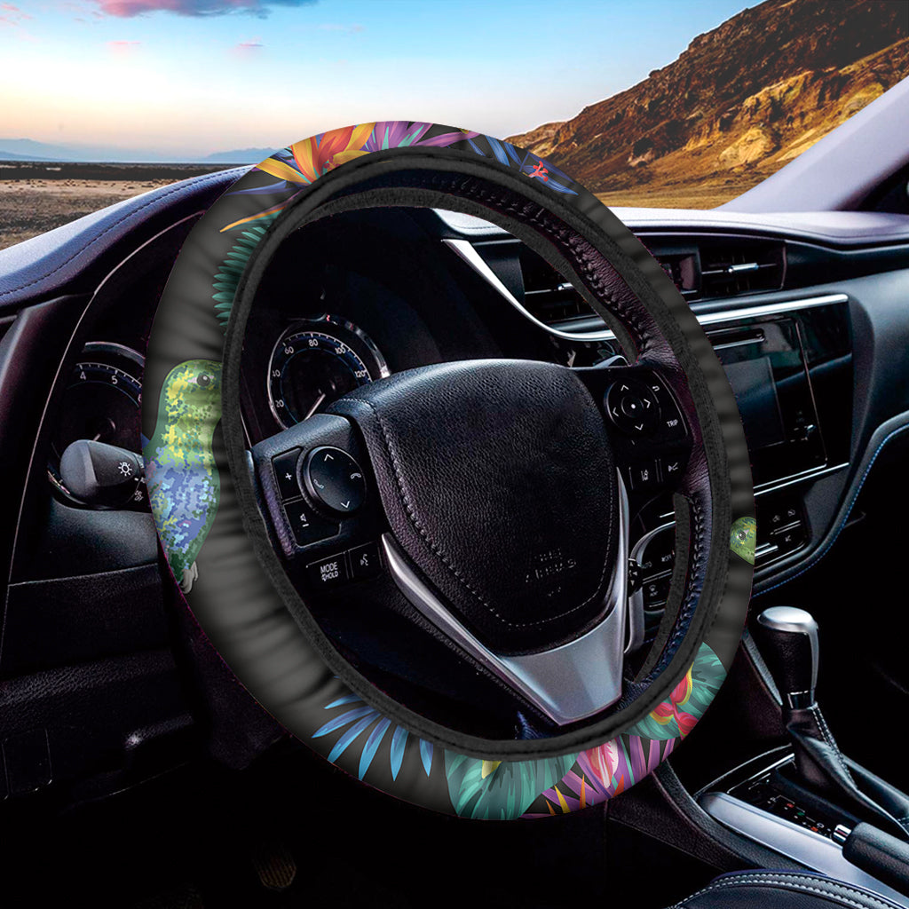 Tropical Hummingbird Print Car Steering Wheel Cover