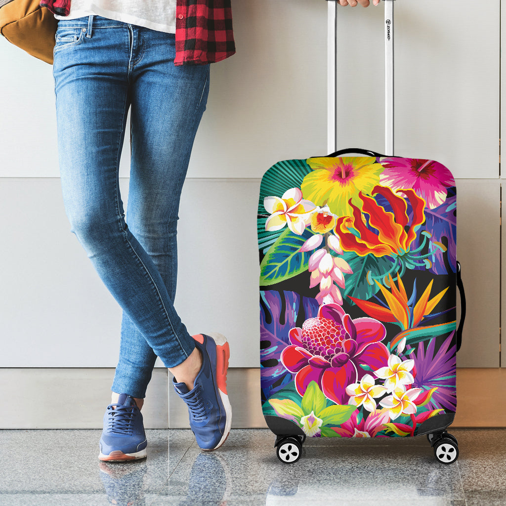 Tropical Hummingbird Print Luggage Cover