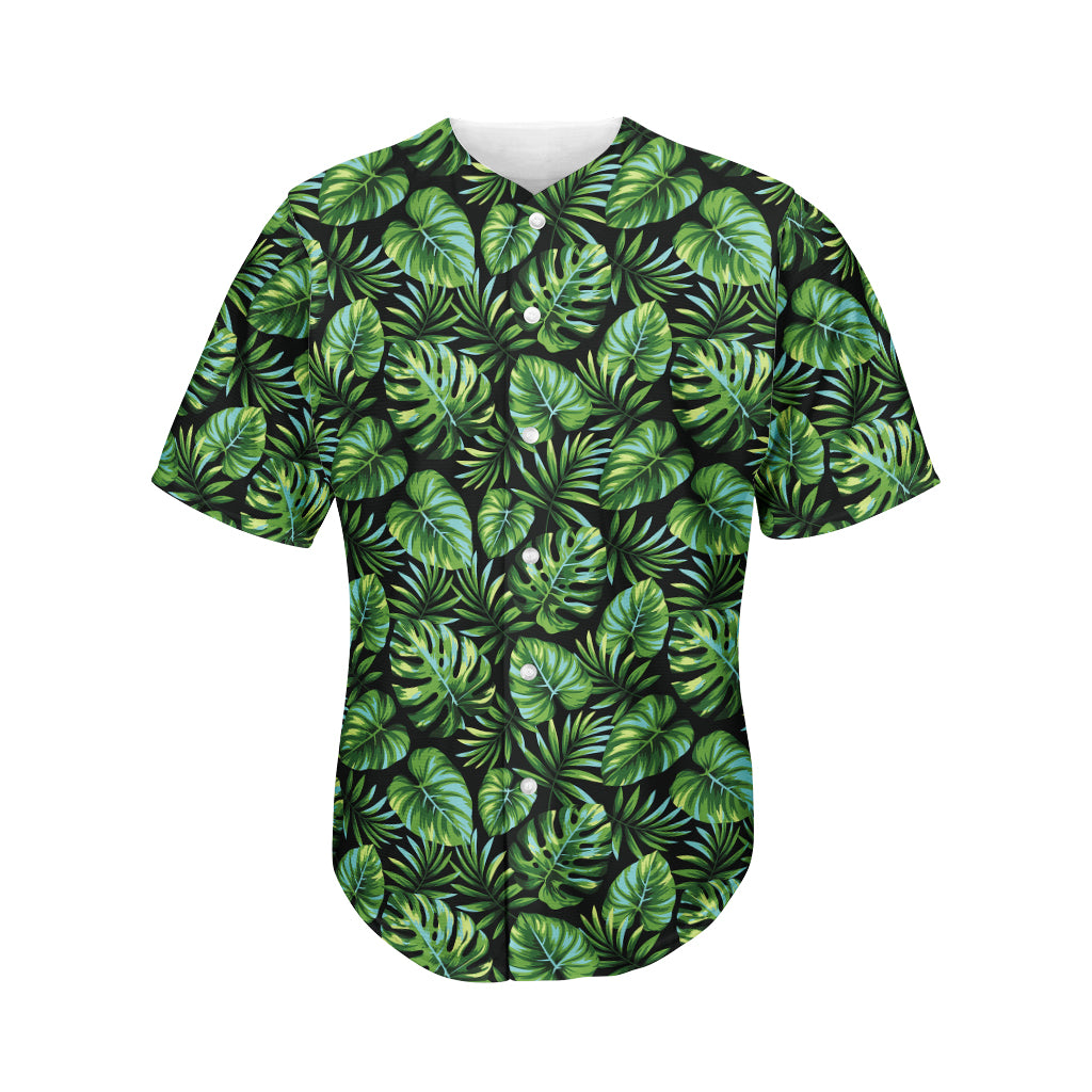 Tropical Monstera Leaves Pattern Print Men's Baseball Jersey