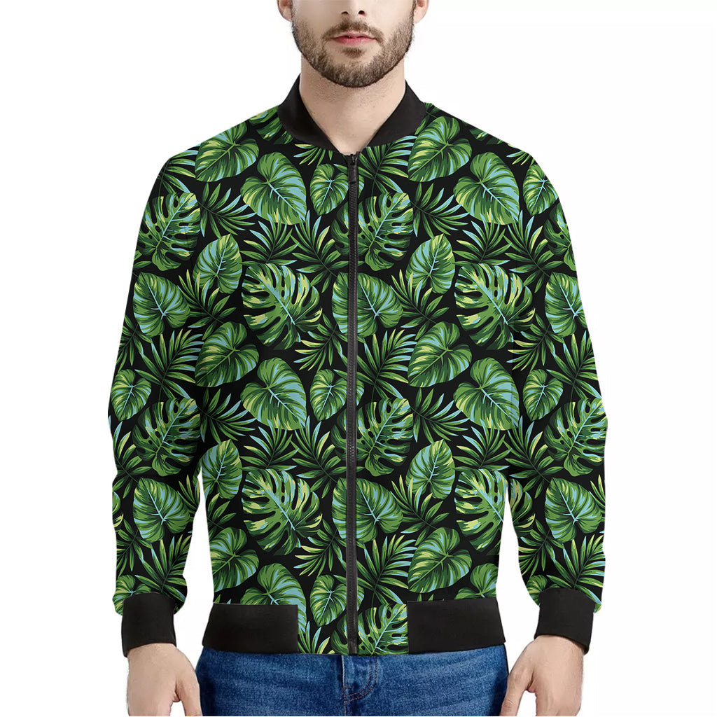 Tropical Monstera Leaves Pattern Print Men's Bomber Jacket