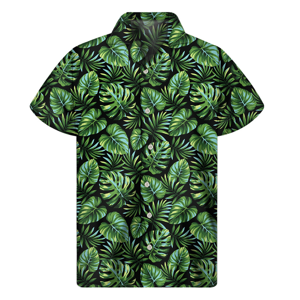 Tropical Monstera Leaves Pattern Print Men's Short Sleeve Shirt