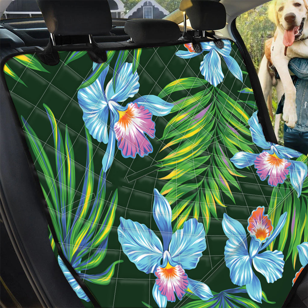 Tropical Orchid Flower Pattern Print Pet Car Back Seat Cover