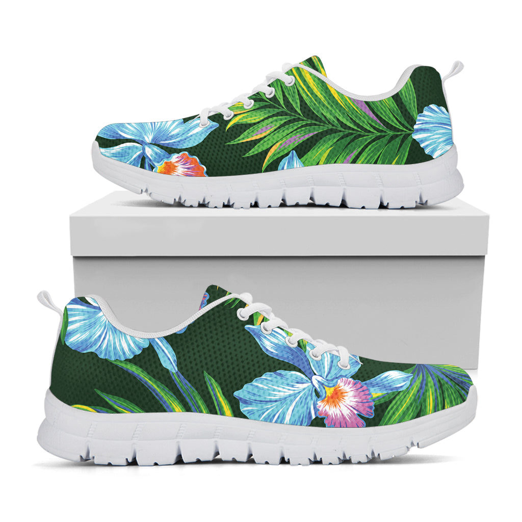Tropical Orchid Flower Pattern Print White Sneakers