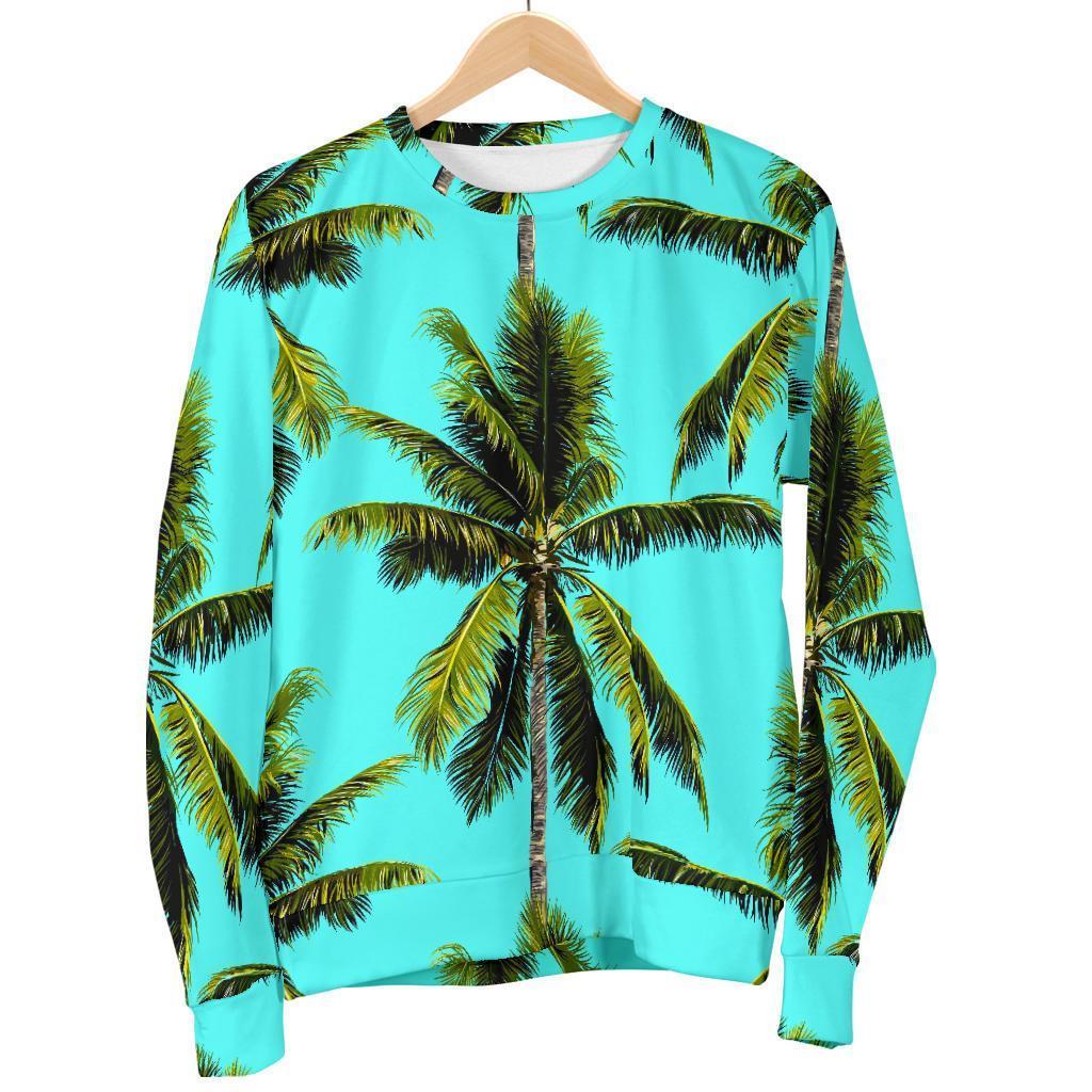 Tropical Palm Tree Pattern Print Men's Crewneck Sweatshirt