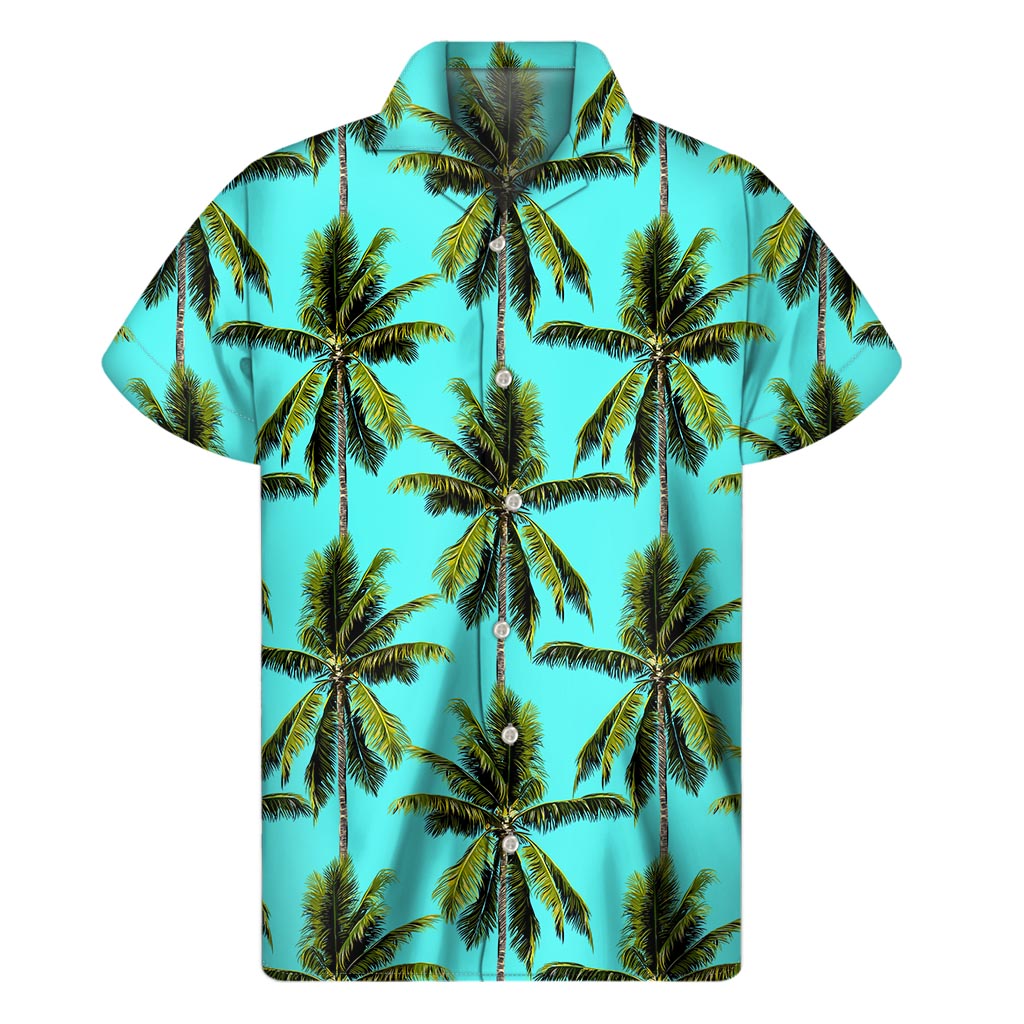 Tropical Palm Tree Pattern Print Men's Short Sleeve Shirt