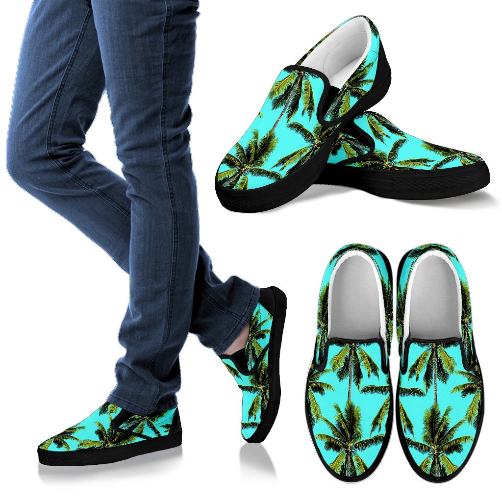 Tropical Palm Tree Pattern Print Men's Slip On Shoes