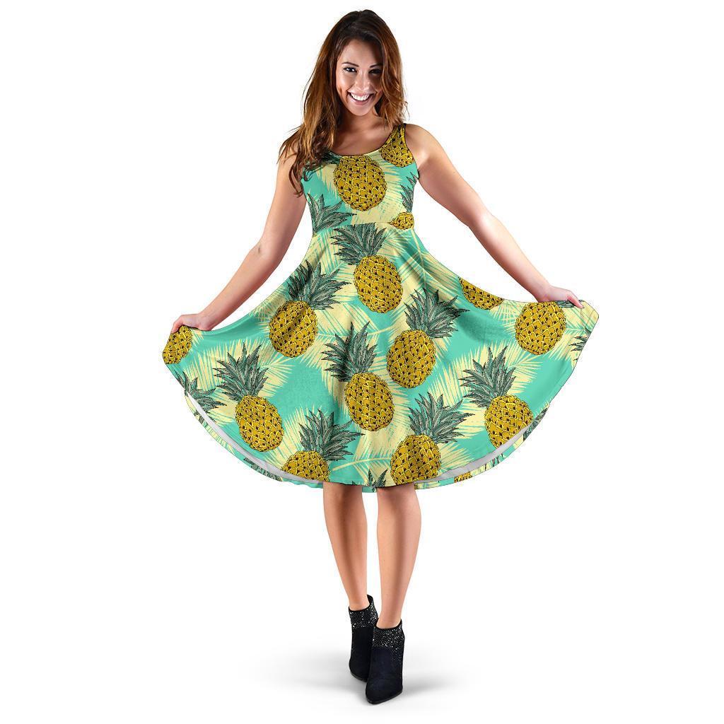 Tropical Vintage Pineapple Pattern Print Women's Dress