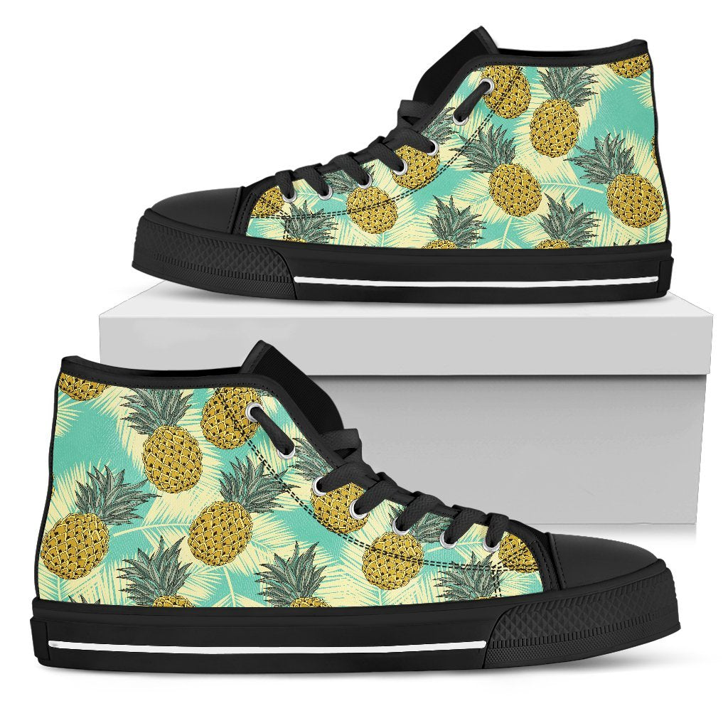 Tropical Vintage Pineapple Pattern Print Women's High Top Shoes