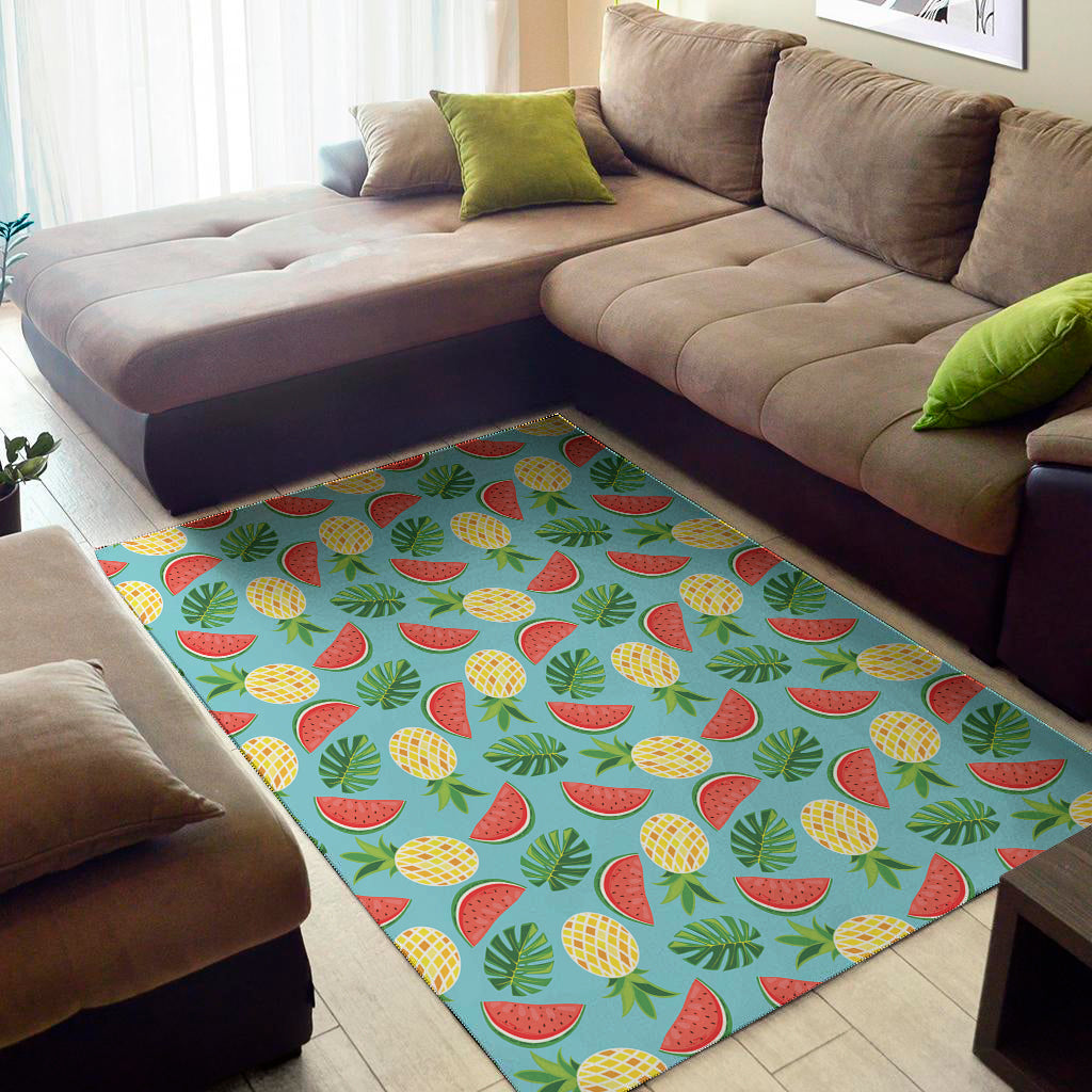 Tropical Watermelon And Pineapple Print Area Rug