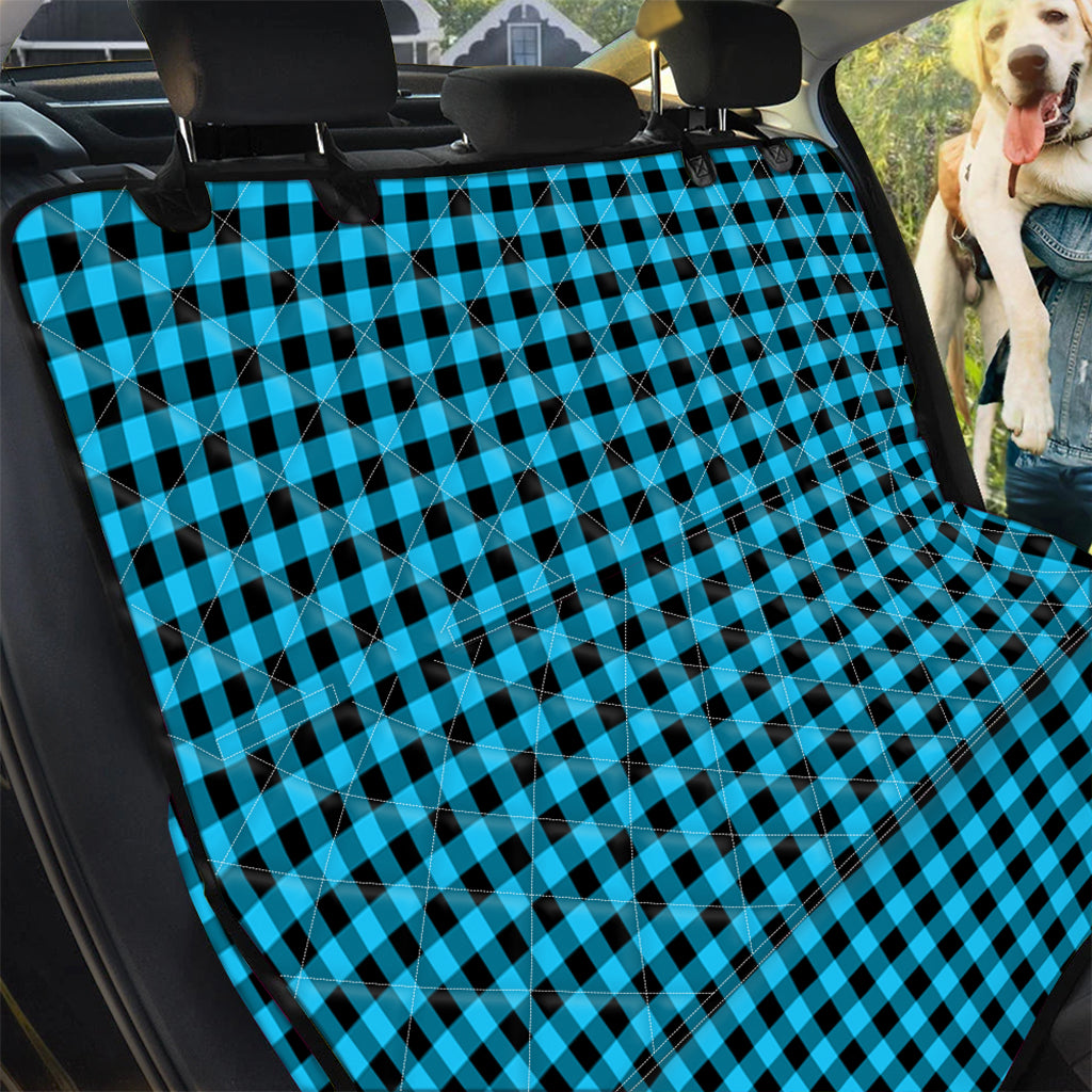 Turquoise And Black Check Pattern Print Pet Car Back Seat Cover